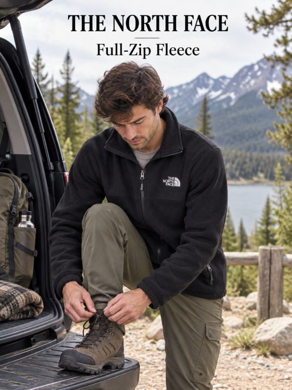 The North Face Fleece Jacket Mens L Black Full Zip Outdoor Hiking Gorpcore